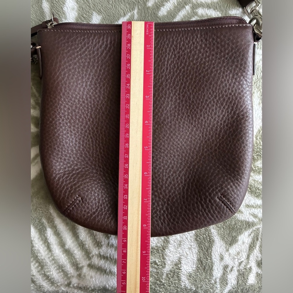 COACH Bag,Coach Pebbled Leather Crossbody Bag in Dark Brown with Silver Hardware - Picture 10 of 14